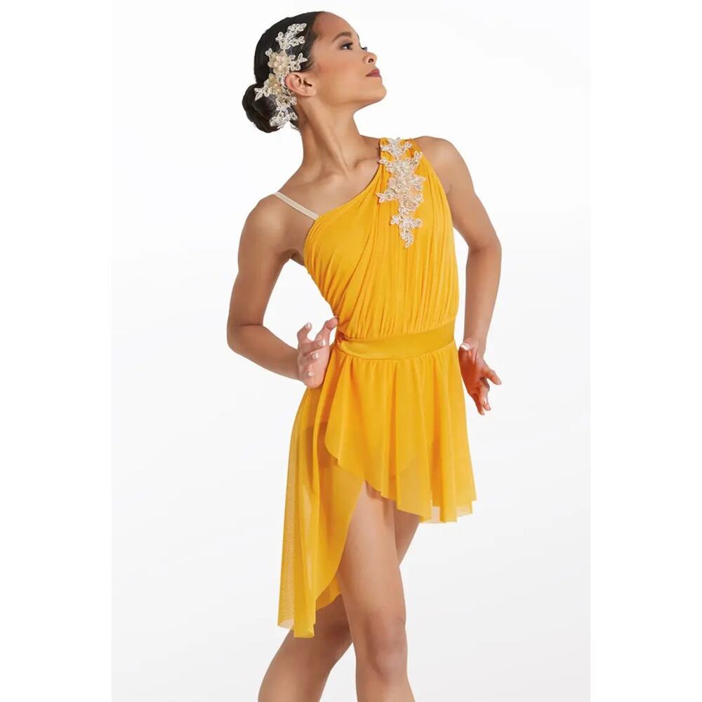 Dance Costume Weissman 12294 Medium Child Yellow Contemporary Sequin